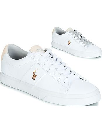 polo ralph lauren sayer canvas sneaker with multi polo player in white