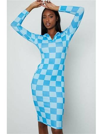 Blue check cheap dress womens