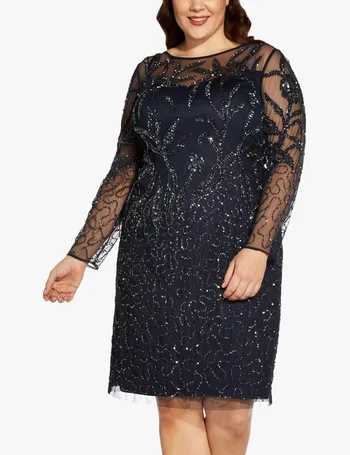 Shop Adrianna Papell Women s Long Sleeve Embellished Dresses up to