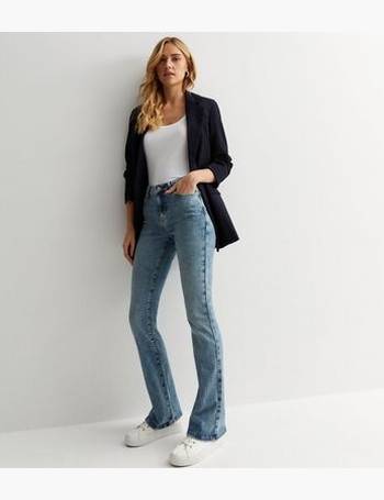 Pale Blue Low Rise Ripped Long Straight Leg Jeans