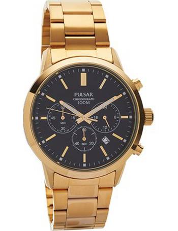 Pulsar watches black outlet and gold