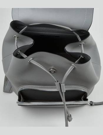 black leather look backpack women's