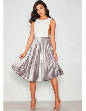 Missy empire shop silver pleated skirt