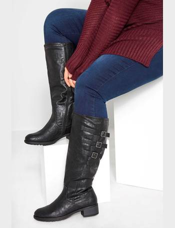 navy wide fit knee high boots