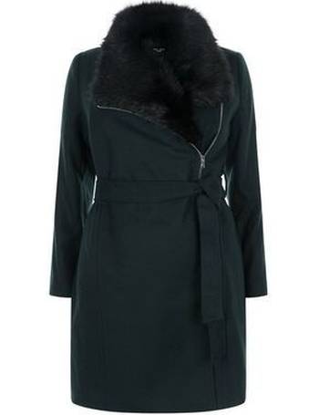 New Look Plus Size Coats For Women, New Look Black Speckled Faux Fur Collar Coats