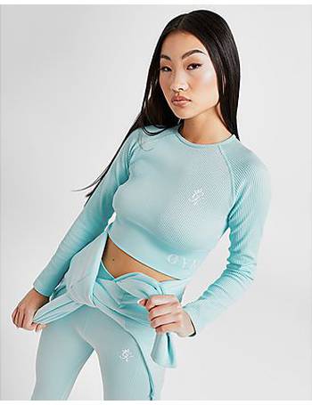 Gym King Formation seamless ribbed long sleeve crop top in light blue