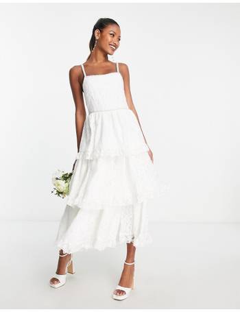 Sister Jane Bridal puff sleeve mini wedding dress with train in ivory 