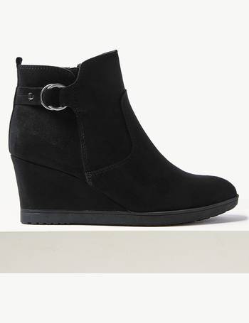 ladies wide fit wedge boots