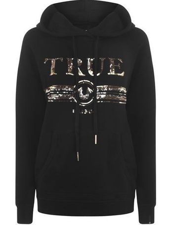 True Religion Black Luxe Sequin Logo Hoodie