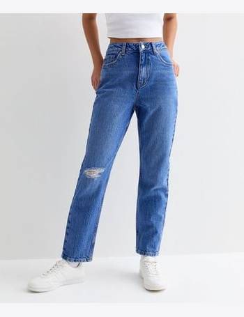 Girls Blue Ripped Full Length Anica Straight Leg Jeans