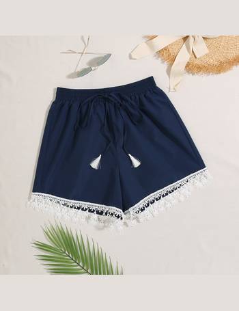 Women's Shorts Tassel Tie Waist Guipure Lace Shorts Shorts for