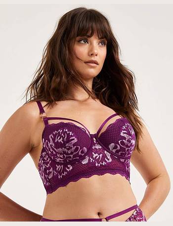 Figleaves Curve Entice zig zag lace longline padded plunge bra in blue