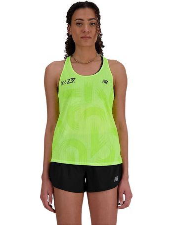 White New Balance Womens Relentless Cinched Back Graphic Tank Top