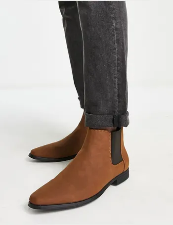 asos design chelsea boots in tan faux suede