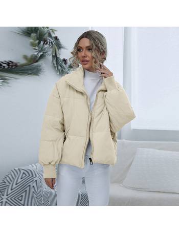 Drop shoulder zip up puffer online jacket