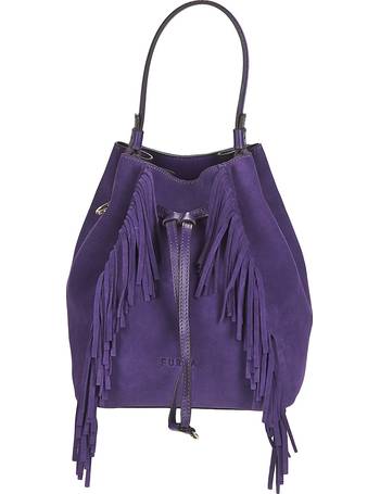 Furla Miastella Fringe Suede & Leather Bucket Bag