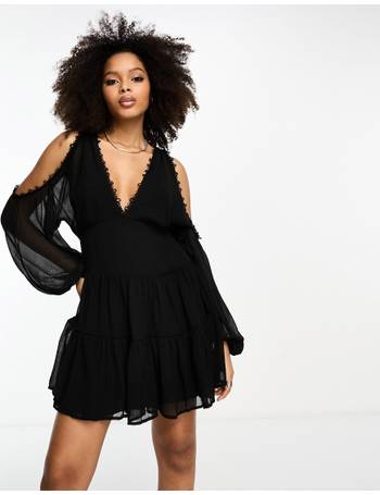 ASOS DESIGN lace midaxi dress with bra and pant insert in black
