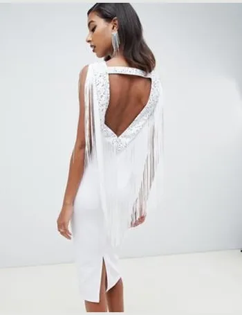 asos white fringe dress