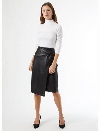 Dorothy Perkins Womens Black Textured Wrap Mini Plain Skirt Slim Fit Wear