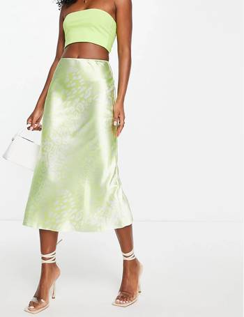 ASOS DESIGN satin bias midi skirt in animal print