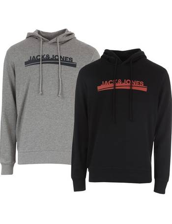 Men/'s Jack Jones Winks 2 Pack Hoodie Sweatshirt in Grey and Black