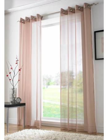 TAHITI CERISE WHITE LINED CURTAIN READY MADE EYELET RING TOP NET VOILE WINDOW 