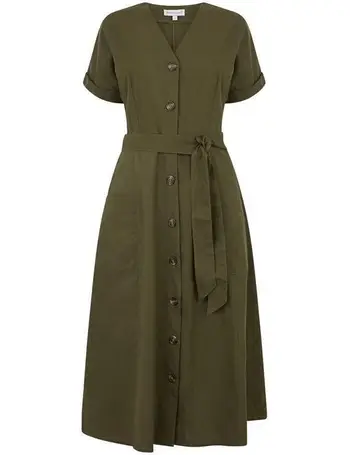 warehouse linen button through dress