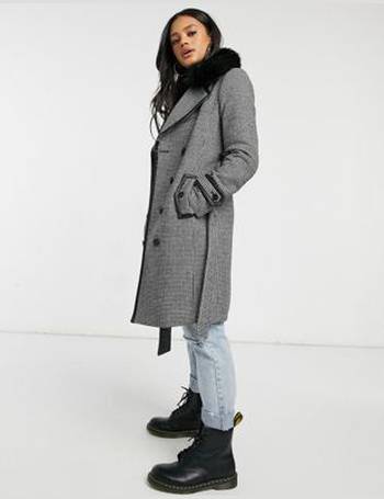 morgan double breasted maxi coat in check