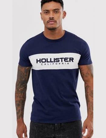 Hollister tech logo stripe t-shirt in navy