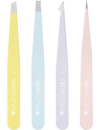 Brushworks HD 4 Piece Combination Tweezer Set Pink