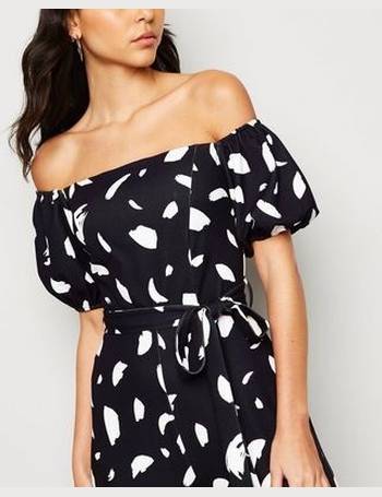 black spot print bardot jumpsuit