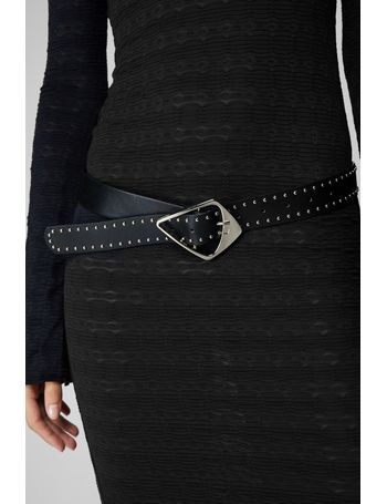 Black Buckle Front Wide Waist Belt