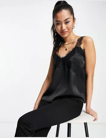 Co Silk Satin Lace Camisole Top (Tops,Lace)