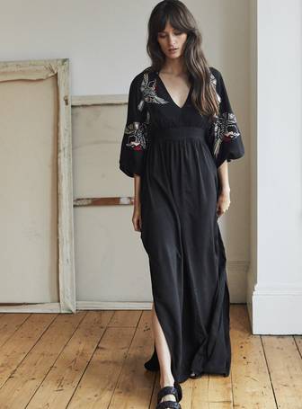 Tallulah and Hope Juliet Long Embroidered Dress Black