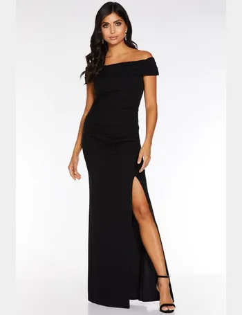 quiz black glitter bardot maxi dress