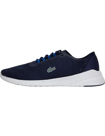 lacoste mens riberac leather trainers white dark blue