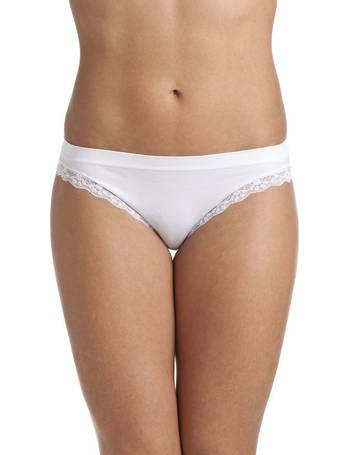 Camille Womens Three Pack White Floral Lace Midi Briefs