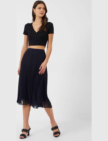 Ella Official UK Solid Green Pleated Midi Skirt