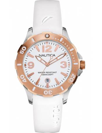 Nautica Ladies NST White Leather Chronograph Watch