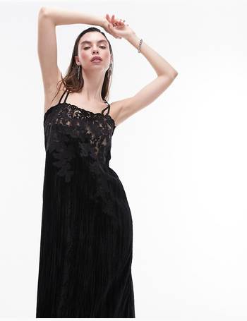 Topshop super soft shaping one shoulder slip dress in black