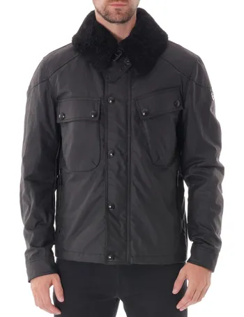 belstaff patrol waxed cotton jacket with shearling