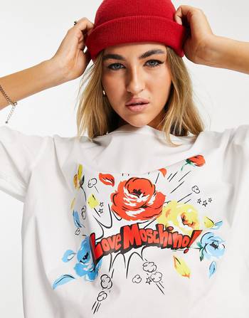 Love moschino discount rose t shirt