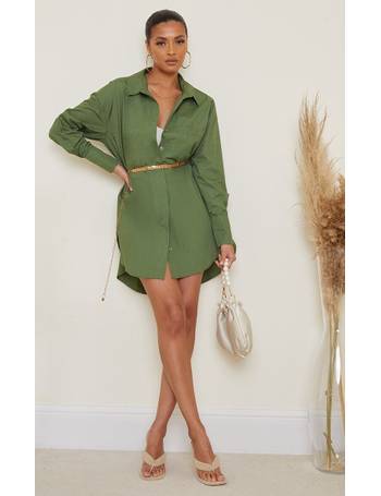 Shop PrettyLittleThing Women's Khaki Shirt Dresses up to 70% Off