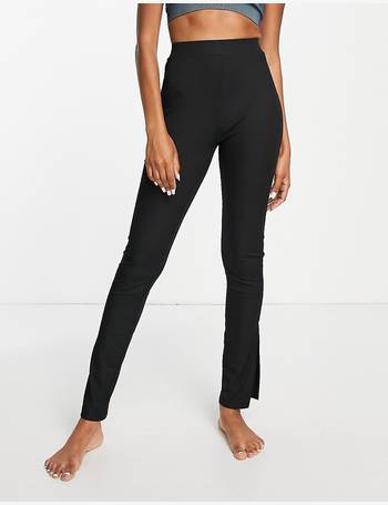 South Beach polyester scallop edge leggings in black