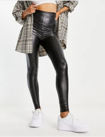 COLLUSION coated legging flare in black