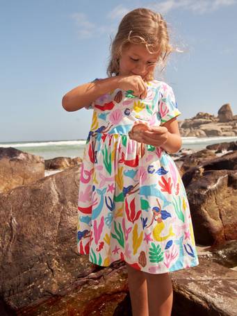 Mini Boden Girls' Zebra Safari Appliqué Dress Multi RRP £34