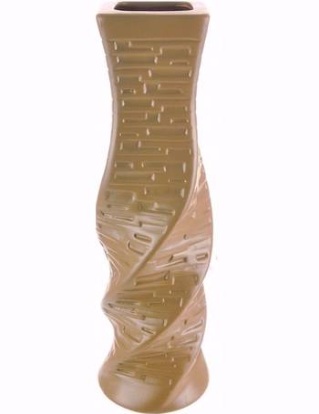 Waisted With Ripple Lines 20cm tall CREAM Ceramic table Flower Vase 