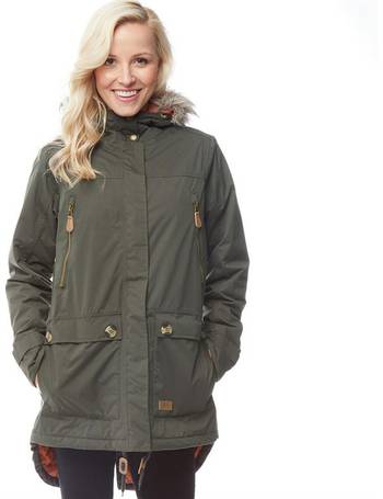 Trespass womens everyday insulated sale herringbone parka jacket khaki