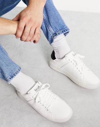 French connection white deals leather trainers