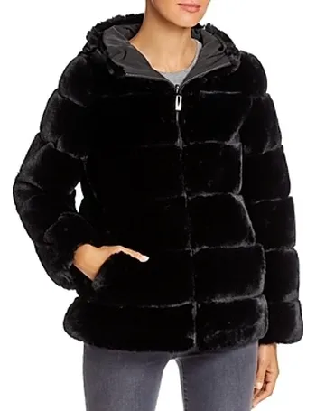 via spiga faux fur hooded puffer jacket